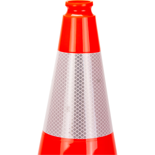 C&ocirc;ne de signalisation de premi&egrave;re qualit&eacute;, 18", Orange, Bande(s) r&eacute;fl&eacute;chissante(s) 6" Equipex