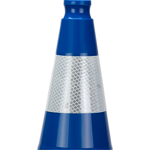C&ocirc;ne de signalisation de premi&egrave;re qualit&eacute;, 28", Bleu, Bande(s) r&eacute;fl&eacute;chissante(s) 4" Equipex