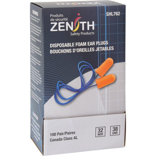 Foam Earplugs, Pair - Polybag, Corded Equipex