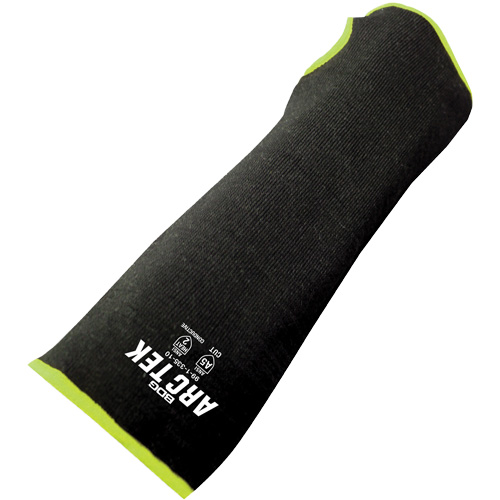 Cut-Resistant Sleeve with Thumb Hole, Polyethylene/Steel, 10", ASTM ANSI Level A5, Black/Yellow Equipex