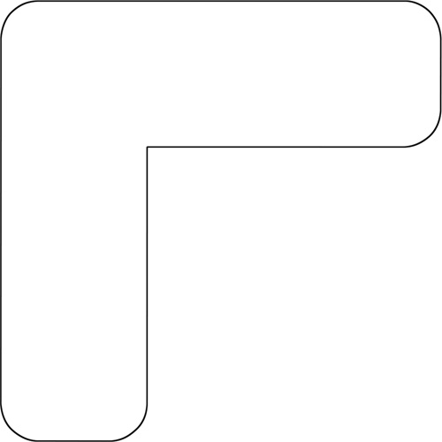 Angle 90 degr&eacute;s Durastripe Xtreme pour coins ronds, L, 4" lo x 4" la, Blanc, Vinyle Equipex