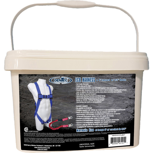 ECO Safety Harness in Pail with 6' Lanyard, CSA Certified, Class A, 255 lbs. Cap. Equipex