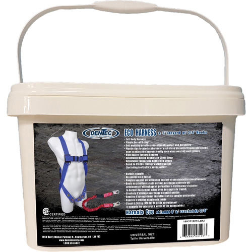 ECO Safety Harness in Pail with 6' Lanyard, CSA Certified, Class A, 255 lbs. Cap. Equipex