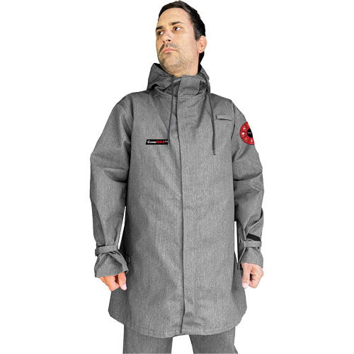 Manteau CoreMAX FR 35" avec capuchon attach&eacute;, Petit, Gris Equipex