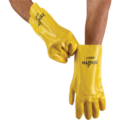 Gants &agrave; fini rugueux et r&eacute;sistants aux produits chimiques, Taille 9, 12" lo, PVC, Doublure en Interlock, 47-mil Equipex