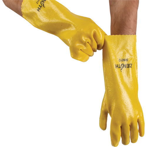 Rough-Finish Chemical-Resistant Gloves, Size 9, 14" L, PVC, Interlock Inner Lining, 47-mil Equipex