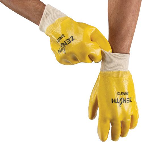 Gants &agrave; fini rugueux et r&eacute;sistants aux produits chimiques, Taille 9, 10" lo, PVC, Doublure en Interlock, 47-mil Equipex