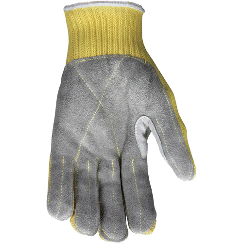 Gants de travail r&eacute;sistant &agrave; la coupe CutPro avec paume en cuir fendu, Taille Petit, Calibre 7, Enveloppe en Kevlar, ASTM ANSI niveau A3 Equipex