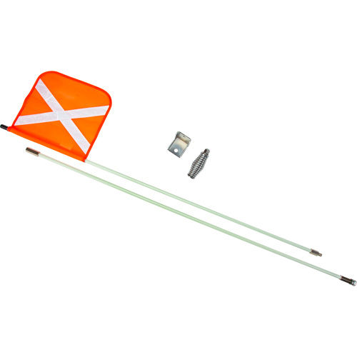Heavy-Duty Safety Whip, Threaded Mount, 8' High, Orange with Reflective X Equipex