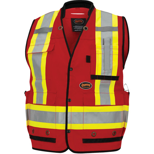 6678 Veste d'arpenteur antimicrobienne haute visibilit&eacute; avec dos en maille, Rouge, Petit, Polyester Equipex
