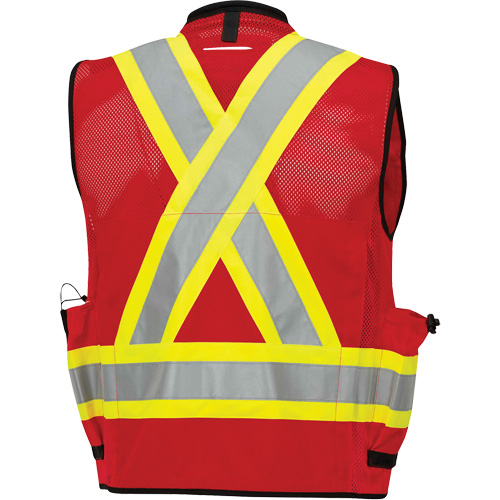 6678 Veste d'arpenteur antimicrobienne haute visibilit&eacute; avec dos en maille, Rouge, Petit, Polyester Equipex