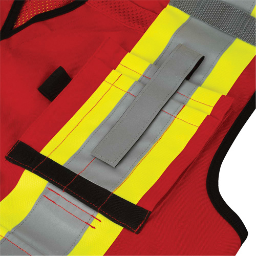 6678 Veste d'arpenteur antimicrobienne haute visibilit&eacute; avec dos en maille, Rouge, Petit, Polyester Equipex