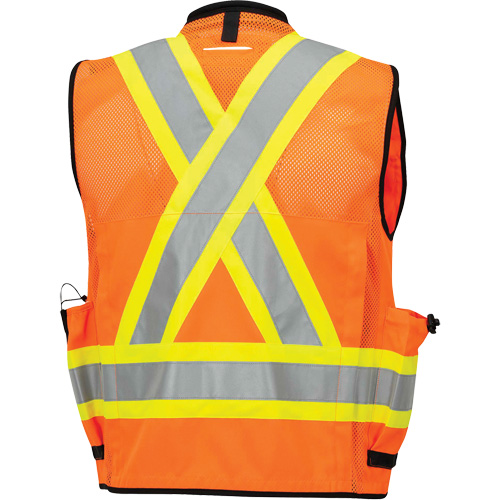 6680 Veste d'arpenteur antimicrobienne haute visibilit&eacute; avec dos en maille, Orange haute visibilit&eacute;, Petit, Polyester Equipex