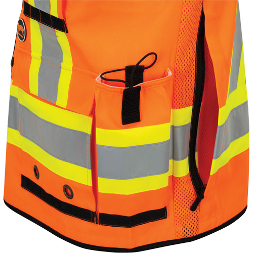 6680 Veste d'arpenteur antimicrobienne haute visibilit&eacute; avec dos en maille, Orange haute visibilit&eacute;, Petit, Polyester Equipex