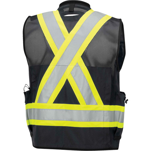 6679 Veste d'arpenteur antimicrobienne haute visibilit&eacute; avec dos en maille, Noir, Petit, Polyester Equipex