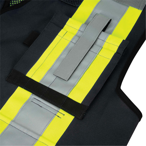 6679 Veste d'arpenteur antimicrobienne haute visibilit&eacute; avec dos en maille, Noir, Petit, Polyester Equipex