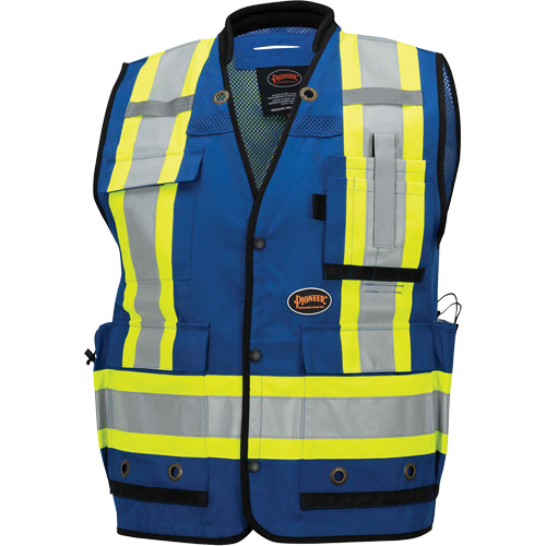 6681 Veste d'arpenteur antimicrobienne haute visibilit&eacute; avec dos en maille, Bleu royal, Petit, Polyester Equipex