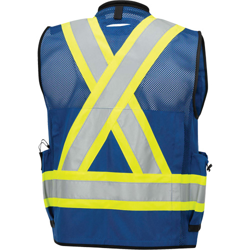 6681 Veste d'arpenteur antimicrobienne haute visibilit&eacute; avec dos en maille, Bleu royal, Petit, Polyester Equipex