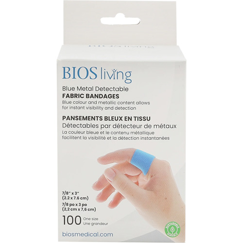 Bandages bleus, Rectangulaire/carr&eacute;e, 3", Tissu d&eacute;tectable, St&eacute;rile Equipex