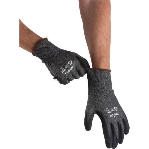 Gants &eacute;cologiques, l&eacute;gers, et r&eacute;sistants &agrave; la coupe, &agrave; haute dext&eacute;rit&eacute;, Taille 10, Calibre 21, Rev&ecirc;tement Mousse de nitrile, Enveloppe en Acier inoxydable/PEHP/rPET, ASTM ANSI niveau A5 Equipex