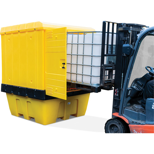 Hard Cover IBC Spill Pallet, 70" L x 70" W x 90" H, 1135 lbs. Load Capacity Equipex
