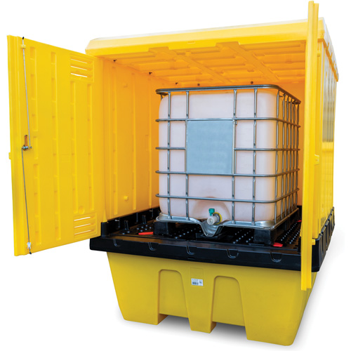 Hard Cover IBC Spill Pallet, 70" L x 70" W x 90" H, 1135 lbs. Load Capacity Equipex