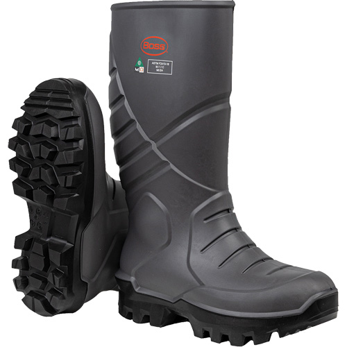 Bottes de s&eacute;curit&eacute; int&eacute;grales Boss avec semelle interm&eacute;diaire et prot&egrave;ge-m&eacute;tatarse interne, Polyur&eacute;thane thermique, Embout Acier, Semelle R&eacute;sistant aux perforations, Pointure 6 Equipex