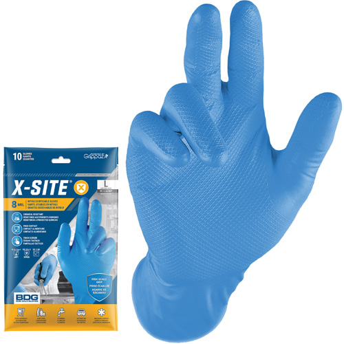 Gants jetables Grippaz, Petit, Nitrile, 8 mils, Sans poudre, Bleu Equipex