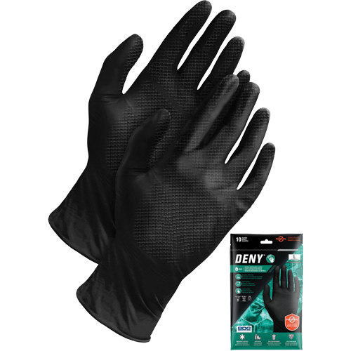 Deny&reg; Disposable Gloves, Small, Nitrile, 6-mil, Powder-Free, Black Equipex