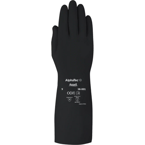 AlphaTec 38001PP Medium Duty Chemical-Resistant Gloves, Size 7, 14" L, Butyl Rubber, 14-mil Equipex