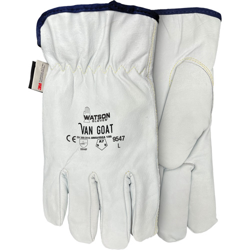 Gants de protection contre la coupe Van Goat 9547, T-petit, Paume en Cuir fleur de ch&egrave;vre, Para-aramide/Polyester/Acier/Thinsulate Equipex