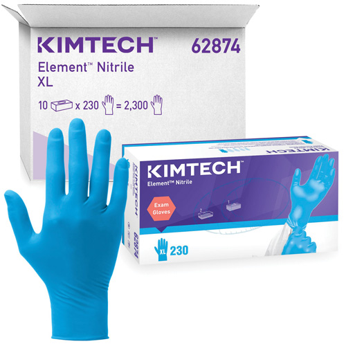 Gants d'examen Kimtech Element, T-petit, Nitrile, 3,2 mils, Sans poudre, Bleu, Classe 2 Equipex
