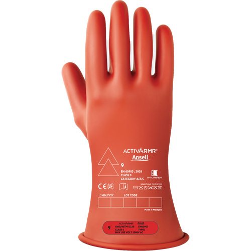 ActivArmr&reg; RIG R011RUL Ultra-Lightweight Electrical Insulated Gloves, ASTM Class 0, Size 10, 11" L Equipex