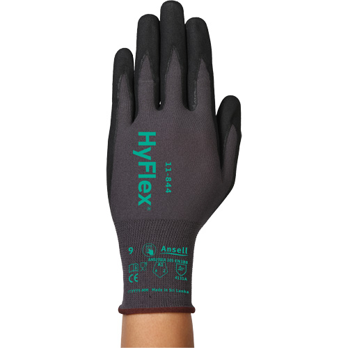 Gants Hyflex 11-844, Taille 5/2T-petit, Calibre 15, Rev&ecirc;tement Mousse de nitrile, Enveloppe en Nylon/Spandex, ASTM ANSI niveau A1/EN 388 niveau 1/EN 388 niveau A Equipex