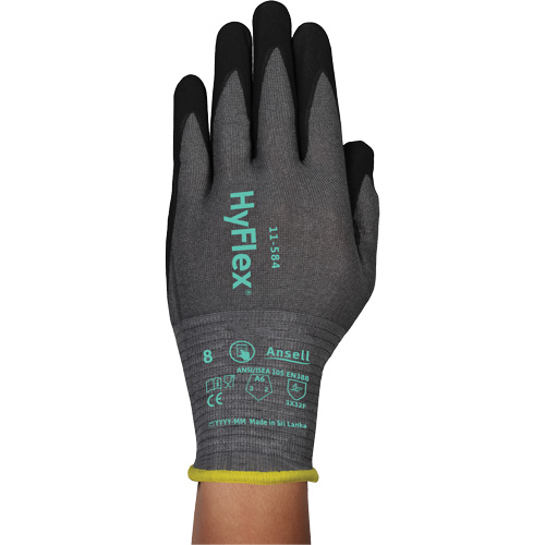 Gants r&eacute;sistants &agrave; la coupe HYFLEX 11-584, Taille 6/T-petit, Calibre 21, Rev&ecirc;tement Mousse de nitrile, Enveloppe en PEHP/Intercept, ASTM ANSI niveau A6/EN 388 niveau F Equipex
