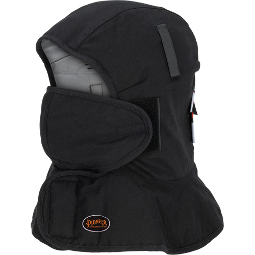 Pioneer 765A Flame-Resistant Quilted Hard Hat Liner with Long Neck & Detachable Mouthpiece, Black/Grey, Cotton/FR-Tech&reg;/Modacrylic/Nylon Equipex