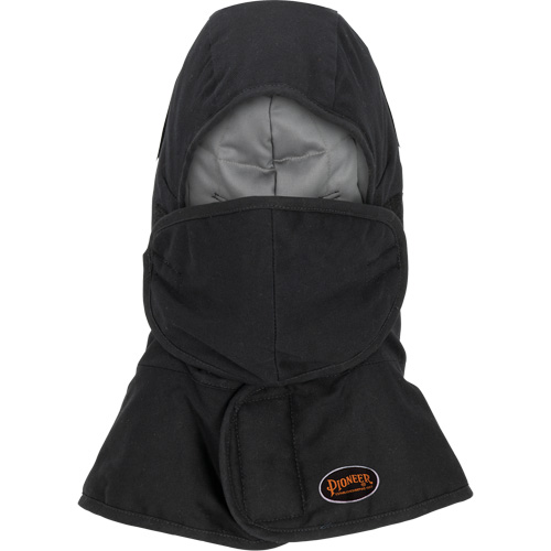 Pioneer 765A Flame-Resistant Quilted Hard Hat Liner with Long Neck & Detachable Mouthpiece, Black/Grey, Cotton/FR-Tech&reg;/Modacrylic/Nylon Equipex