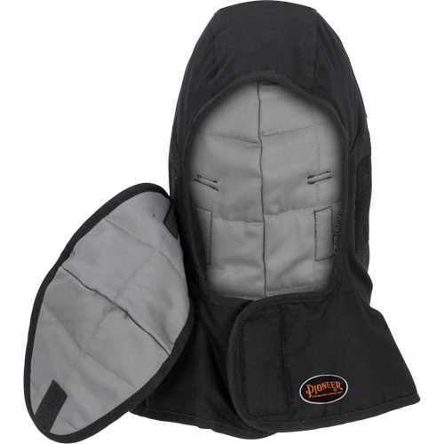 Pioneer 765A Flame-Resistant Quilted Hard Hat Liner with Long Neck & Detachable Mouthpiece, Black/Grey, Cotton/FR-Tech&reg;/Modacrylic/Nylon Equipex