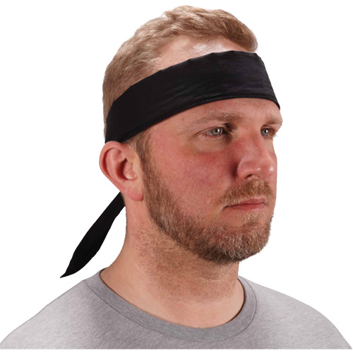 Chill-Its 6702 Cooling Headband with Embedded Polymers & Tie Closure, Black Equipex