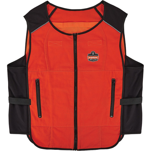 Chill-Its 6260 Lightweight Phase Change Cooling Vest with Rechargeable Packs, Small/Medium, Orange Equipex