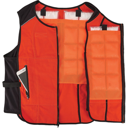 Chill-Its 6260 Lightweight Phase Change Cooling Vest with Rechargeable Packs, Small/Medium, Orange Equipex