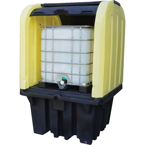 Yellow Roll Top Hardcover Spill Pallet, 65" L x 65" W x 101" H, 5000 lbs. Load Capacity Equipex