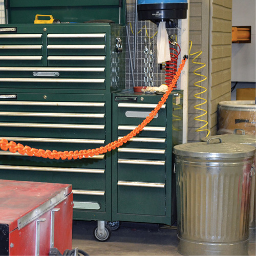 Ensemble de barri&egrave;re &agrave; chaîne magn&eacute;tique pour l'entrep&ocirc;t, Orange, Maillon de 2", 15' de long Equipex