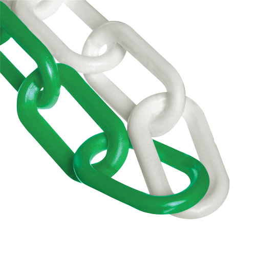 Chaîne de barri&egrave;re en plastique &agrave; deux couleurs, Vert/Blanc Equipex