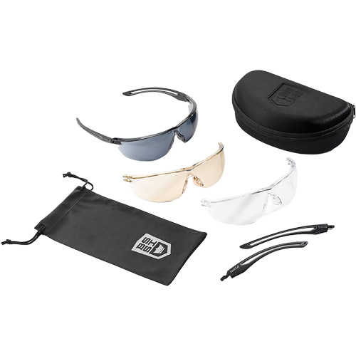 Gunfire 2.0 Ballistic Protection Safety Glasses Kit, Clear/Smoke/Copper Lens, Anti-Fog/Anti-Scratch, ANSI Z87+ Equipex