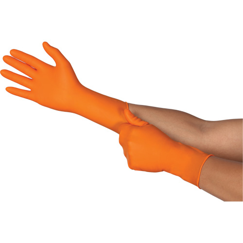 Gants jetables TOUCHNTUFF 93-800, 7.5/8, Latex/N&eacute;opr&egrave;ne/Nitrile, 23,6-mils, Sans poudre, Orange Equipex