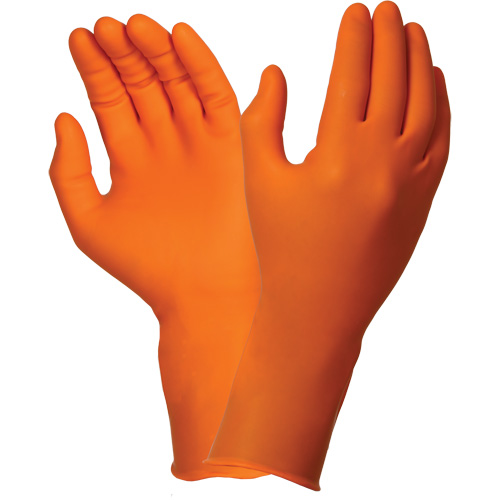 Gants jetables TOUCHNTUFF 93-800, 7.5/8, Latex/N&eacute;opr&egrave;ne/Nitrile, 23,6-mils, Sans poudre, Orange Equipex