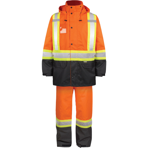 High-Visibility 150-Deniers Rain Suit, Polyester, Large, High Visibility Orange Equipex