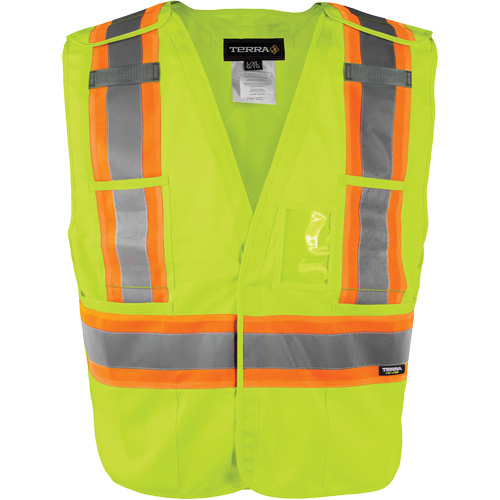 Gilet haute visibilit&eacute; &agrave; d&eacute;tachement rapide en 5 points, Orange haute visibilit&eacute;, Grand/T-Grand, Polyester Equipex