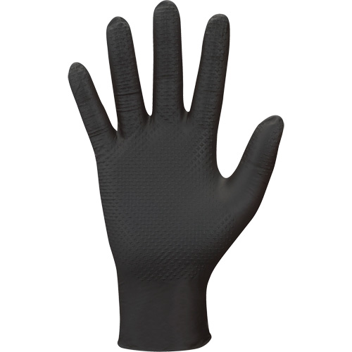 Gants jetables 709B PyraGrip, 10/T-Grand, Nitrile, 8 mils, Sans poudre, Noir Equipex